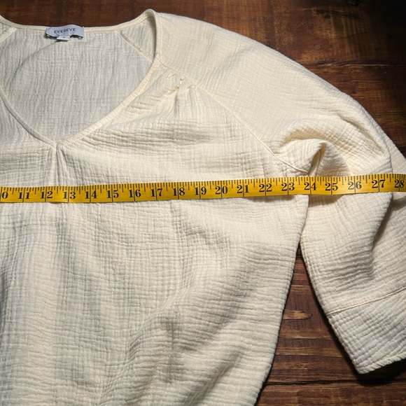 Evereve Anthropologie Cream V-Neck Women's Balloon Top Bell Sleeves Sz M - Picture 4 of 8